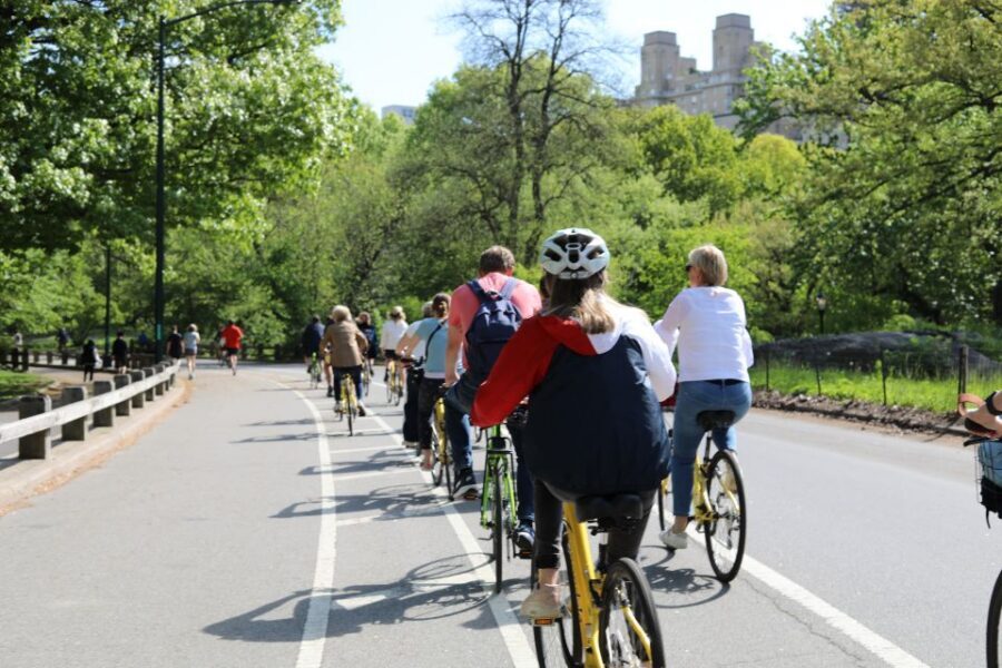 NYC: English or German Central Park Bike Tour & eBike Option - Strawberry Fields and Sheep Meadow: Two Contrasting Park Moods